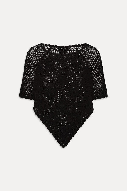 Sophie Crochet Poncho - Black | Frankies Bikinis