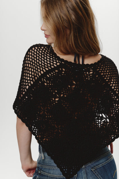 Sophie Crochet Poncho - Black | Frankies Bikinis