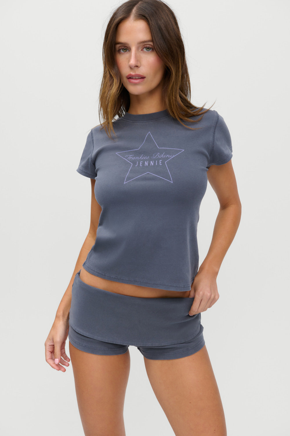 x JENNIE Eva Cotton Mini Shorts - Comet | Frankies Bikinis