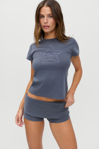 x JENNIE Eva Cotton Mini Shorts - Comet | Frankies Bikinis