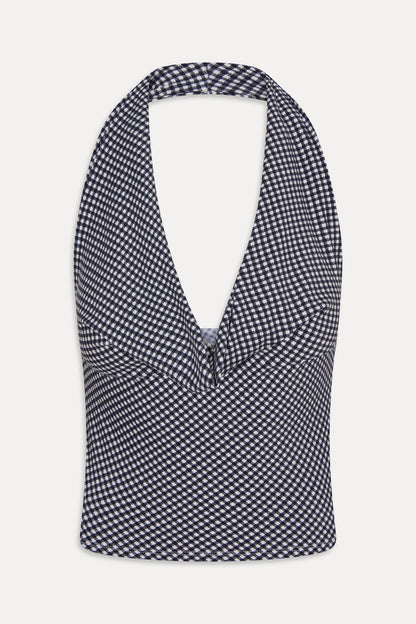 Jay Gingham Halter Top - Midnight Wishes | Frankies Bikinis