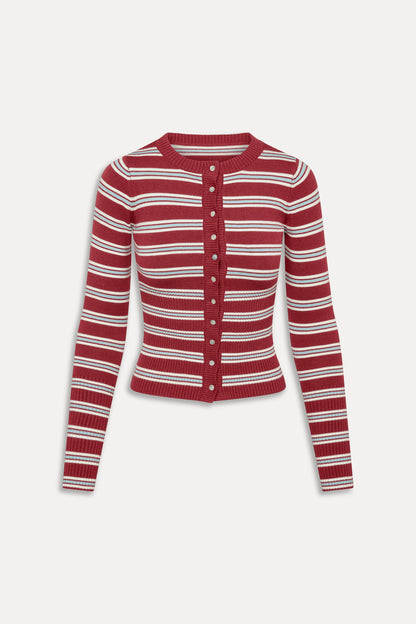 Lenon Button Up Knit Sweater - Collegiate Stripe | Frankies Bikinis