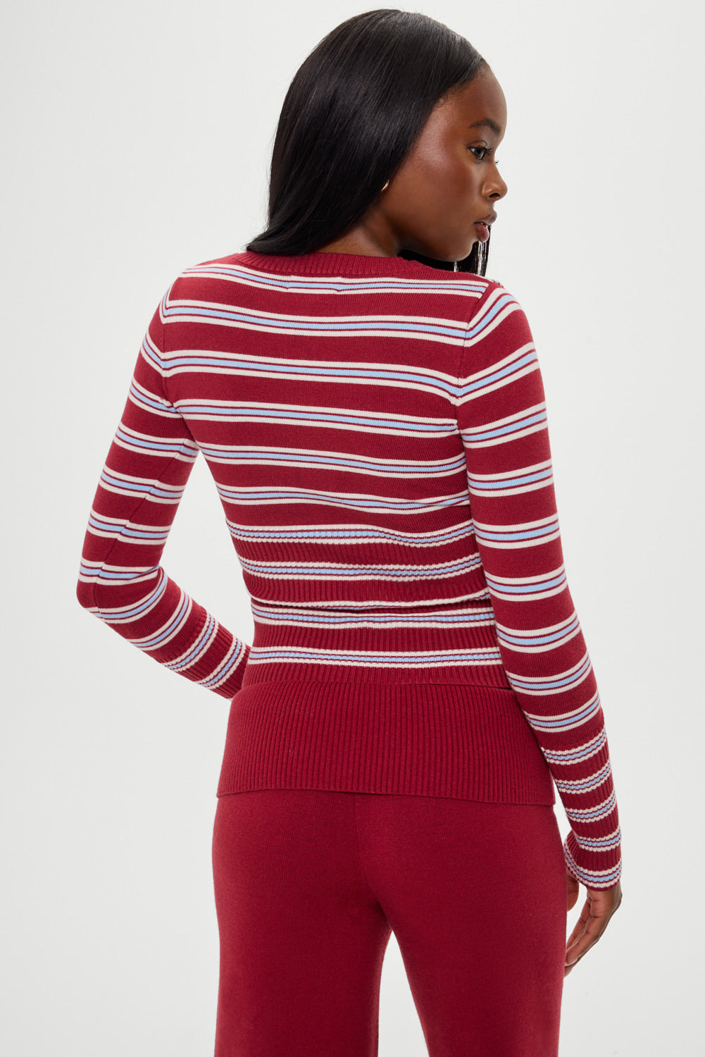 Lenon Button Up Knit Sweater - Collegiate Stripe | Frankies Bikinis