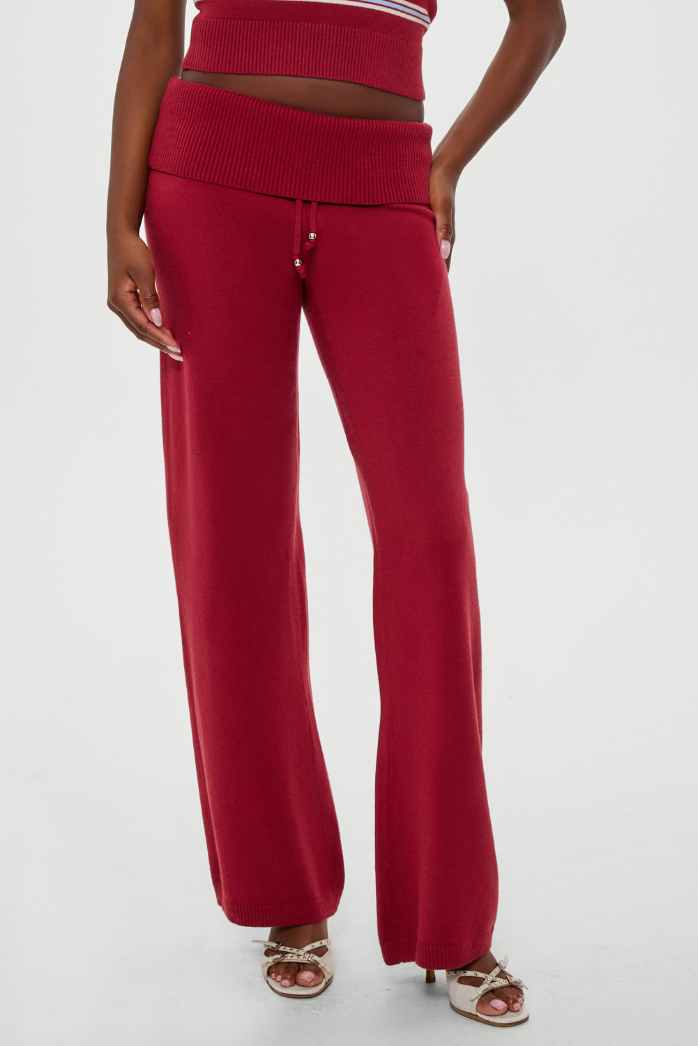 Dawson Knit Fold Over Pants - Rosewood | Frankies Bikinis
