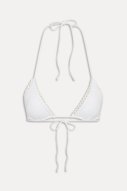 x JENNIE Nick Triangle Bikini Top - Ivory Crochet | Frankies Bikinis