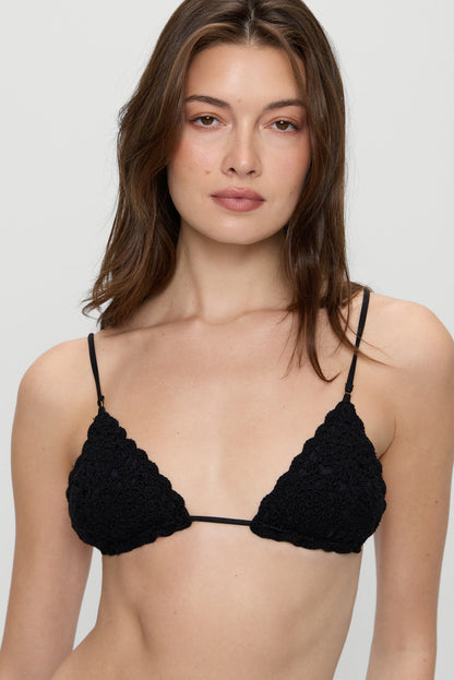 Elena Crochet Shine Bikini Top - Black | Frankies Bikinis