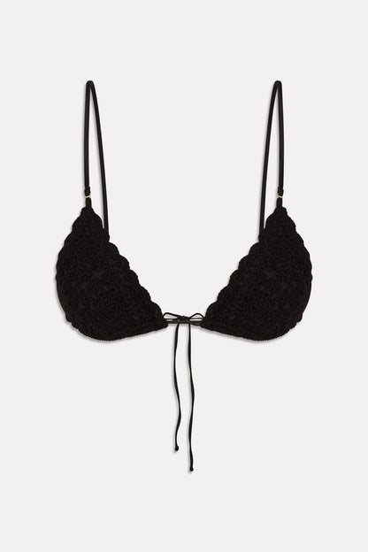 Elena Crochet Shine Bikini Top - Black | Frankies Bikinis