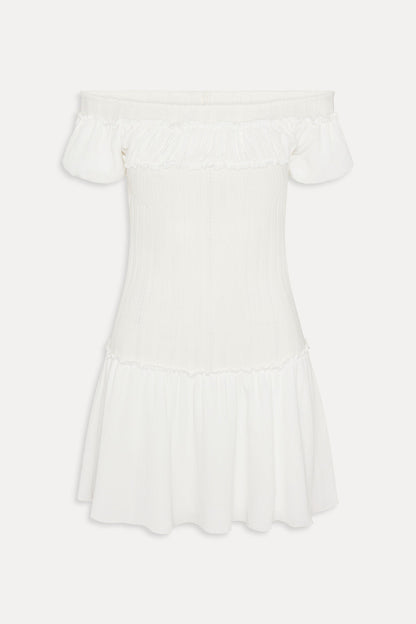 Aura Off The Shoulder Mini Dress - Coconut Cream | Frankies Bikinis