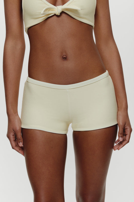 Caster Terry Cheeky Boy Shorts - Lemon | Frankies Bikinis