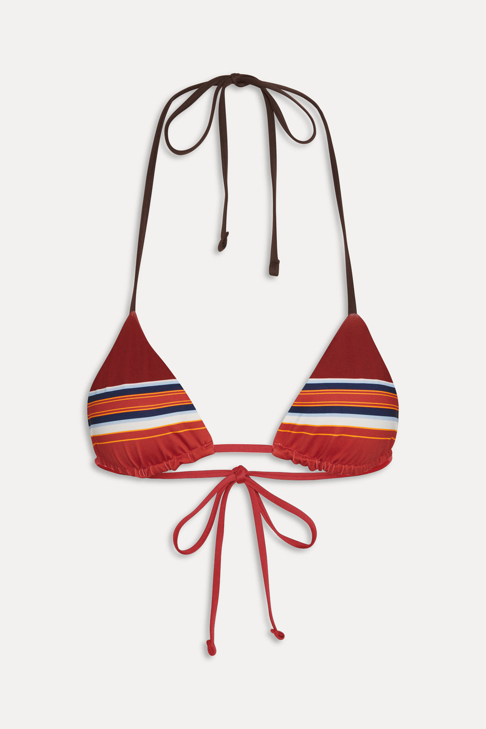 Nick Striped Triangle Bikini Top - Sandstone | Frankies Bikinis