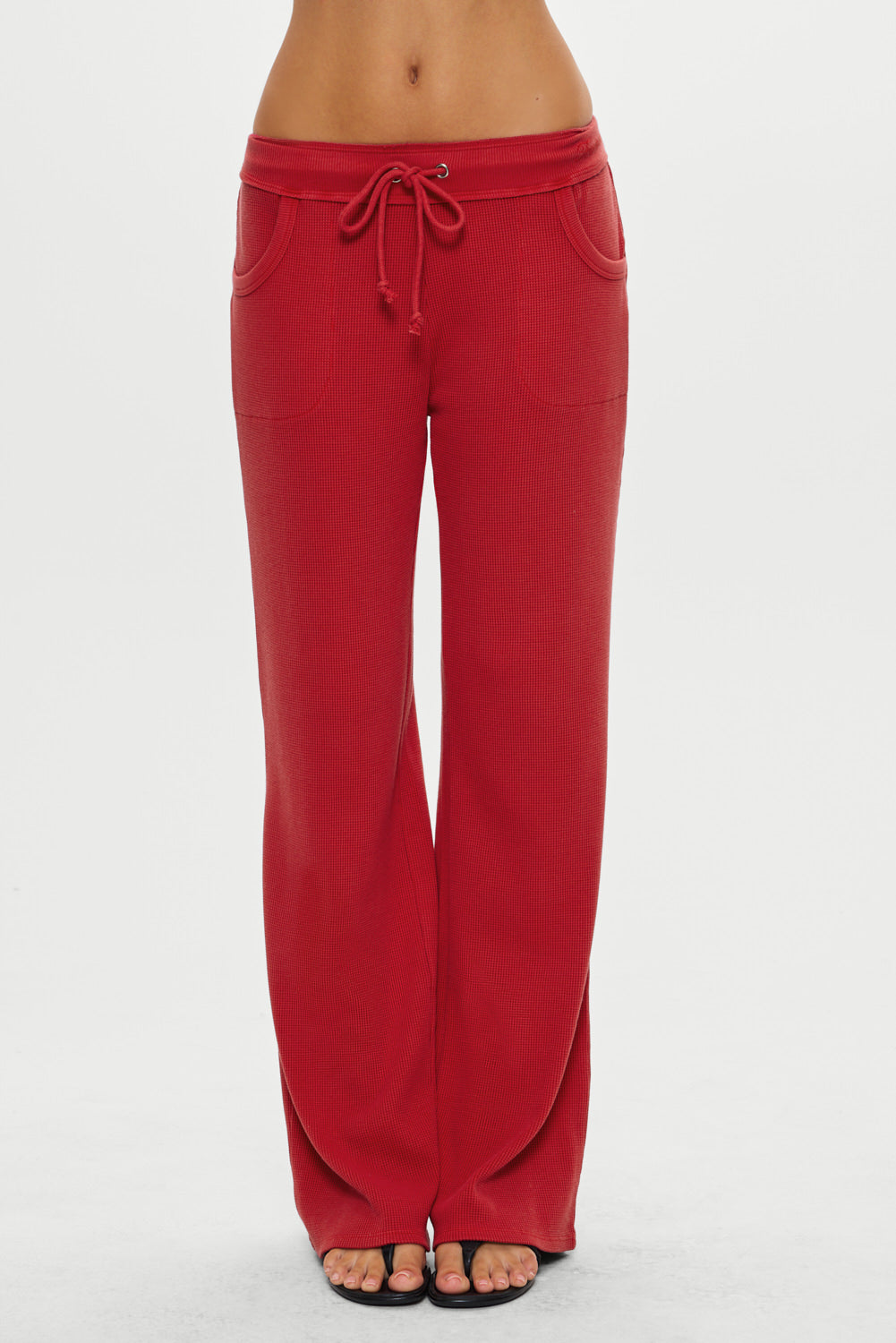 Emma Thermal Low Rise Pants - Strawberry Red | Frankies Bikinis