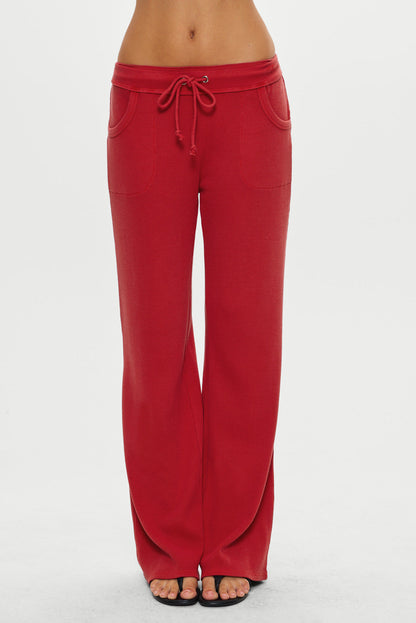 Emma Thermal Low Rise Pants - Strawberry Red | Frankies Bikinis
