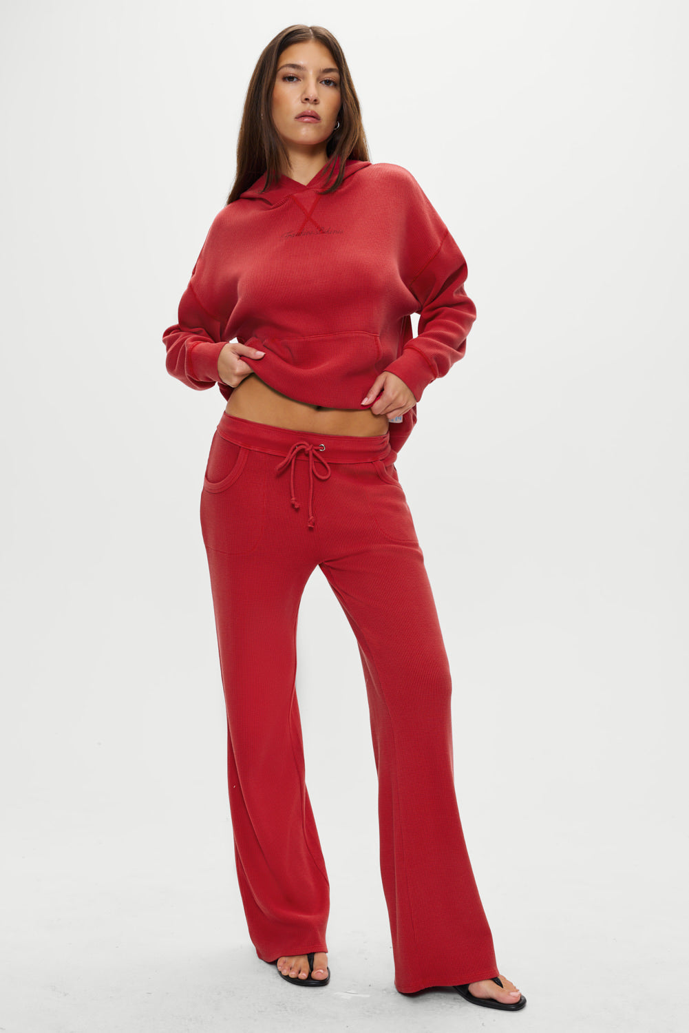 Emma Thermal Low Rise Pants - Strawberry Red | Frankies Bikinis