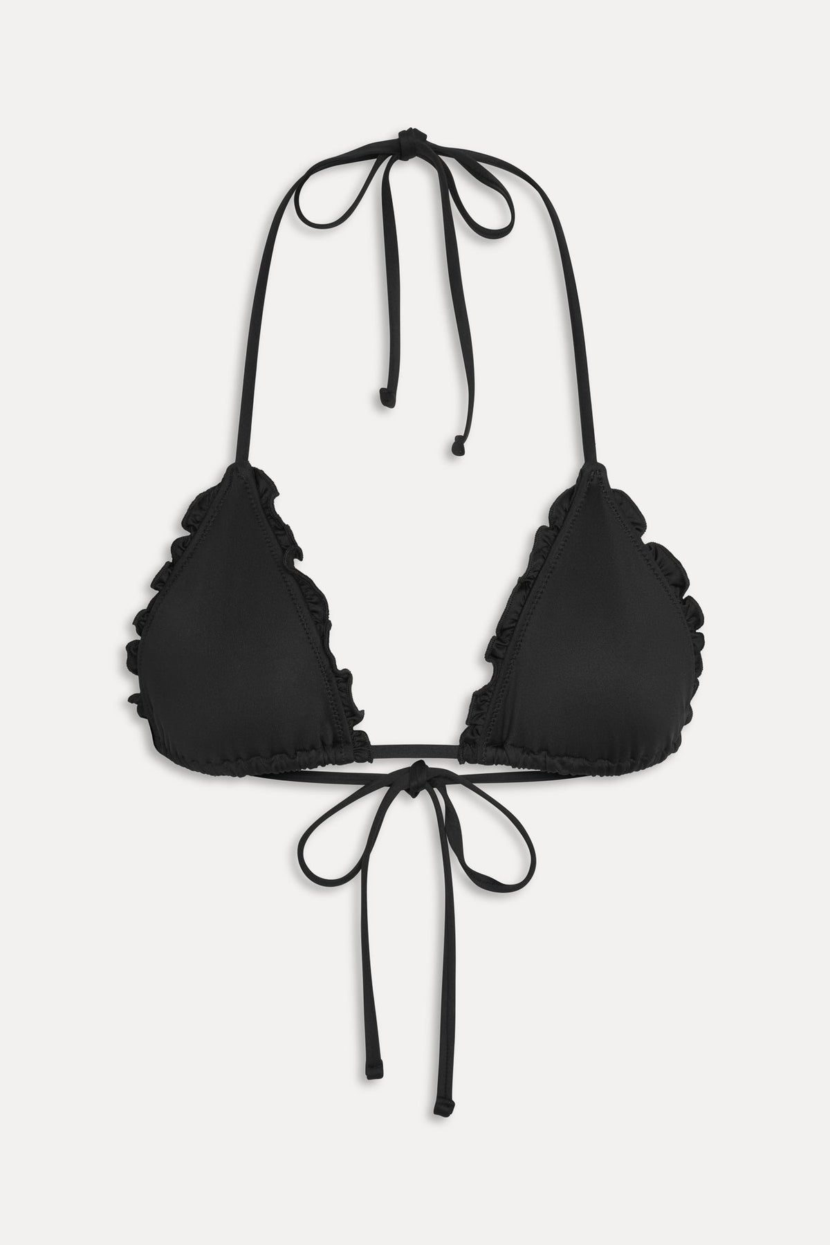 Nick Ruffle Triangle Bikini Top - Black | Frankies Bikinis