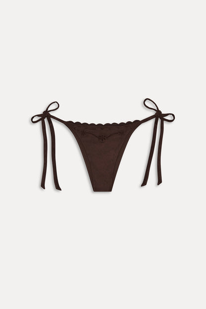 Mackenzie Suede String Bikini Bottom - Desert Suede | Frankies Bikinis