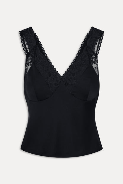 Harper Satin Top - Black | Frankies Bikinis