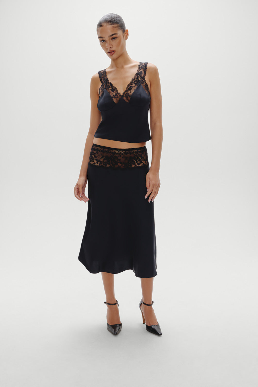 Harper Satin Top - Black | Frankies Bikinis