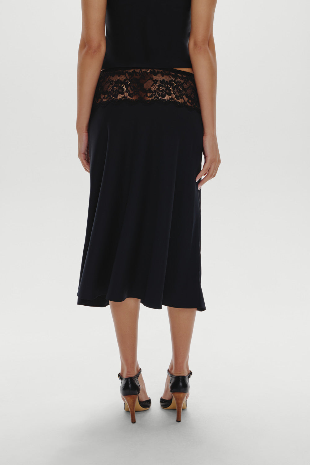 Harper Satin Midi Skirt - Black | Frankies Bikinis