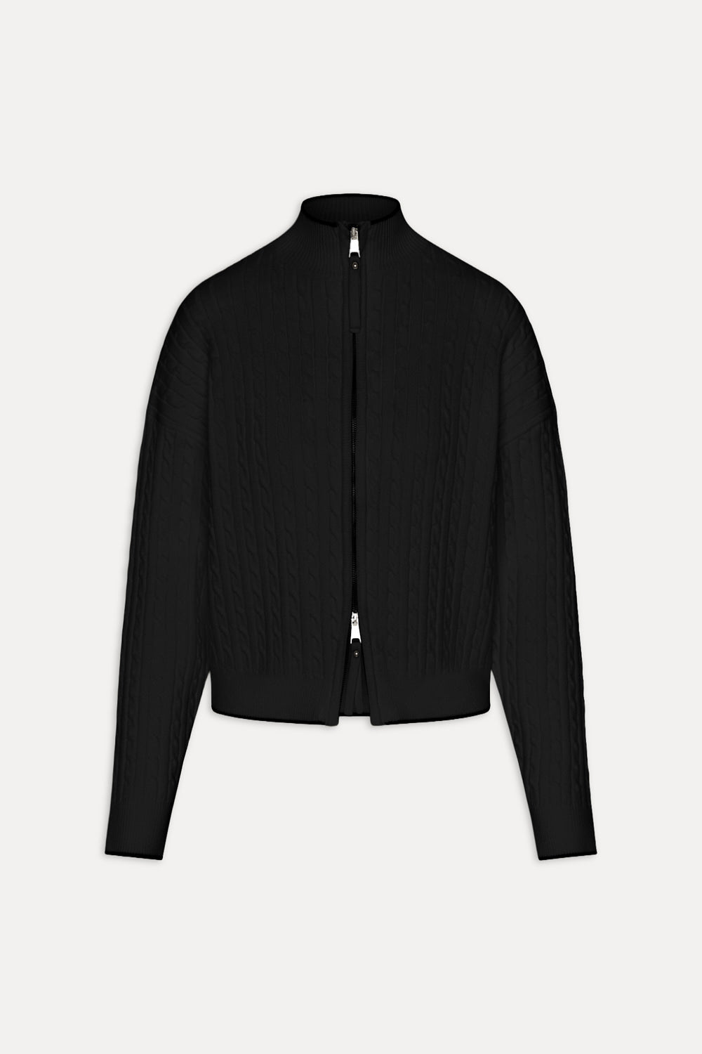 Bea Cloud Knit Zip Up Sweater - Black | Frankies Bikinis
