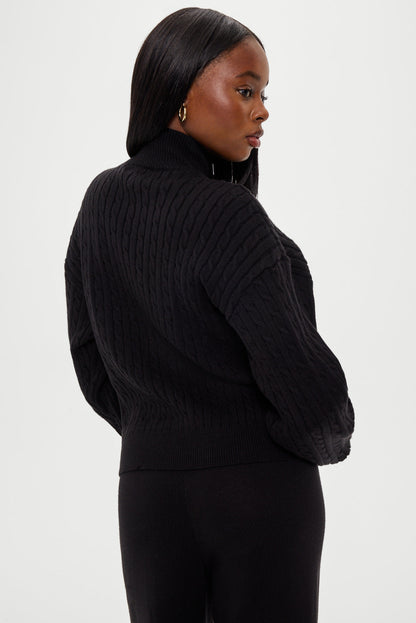 Bea Cloud Knit Zip Up Sweater - Black | Frankies Bikinis