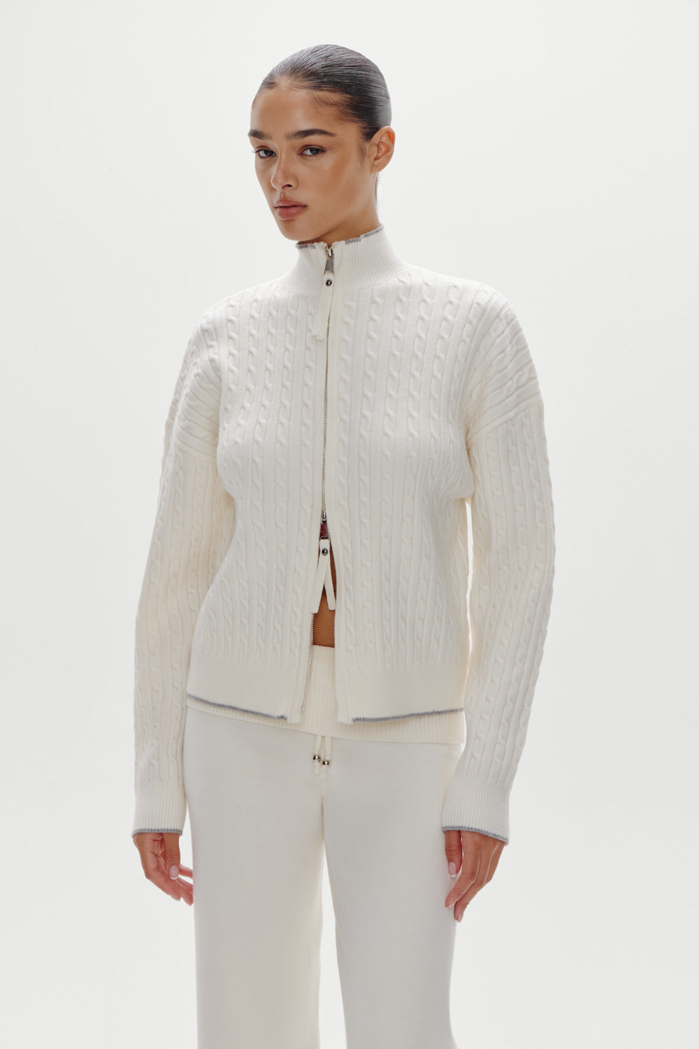 Bea Cloud Knit Zip Up Sweater - Honeymoon | Frankies Bikinis