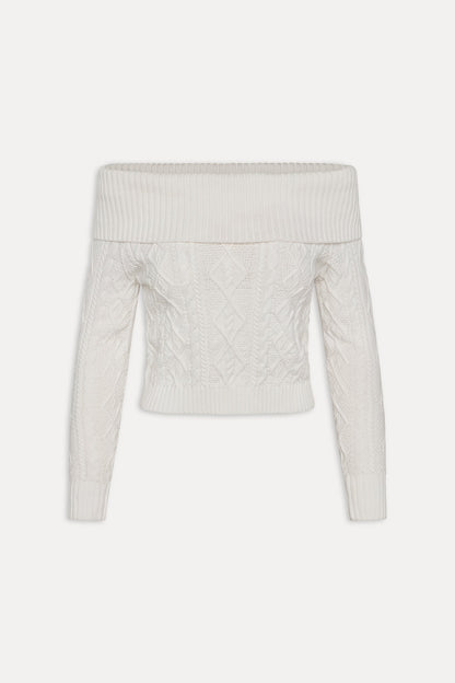 Saint Off The Shoulder Knit Sweater - Cloud White | Frankies Bikinis