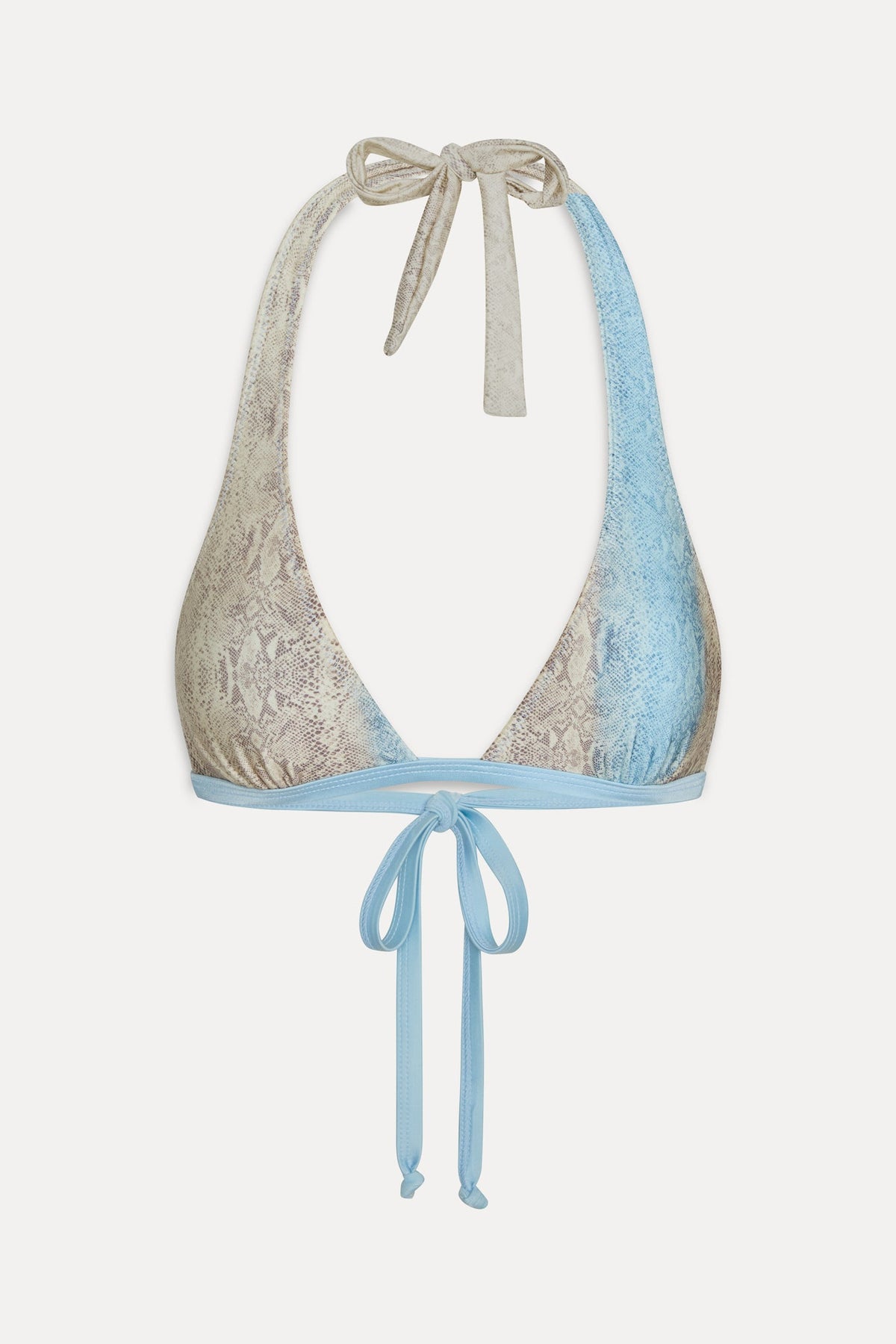 Frank Satin Halter Bikini Top - Blue Python | Frankies Bikinis