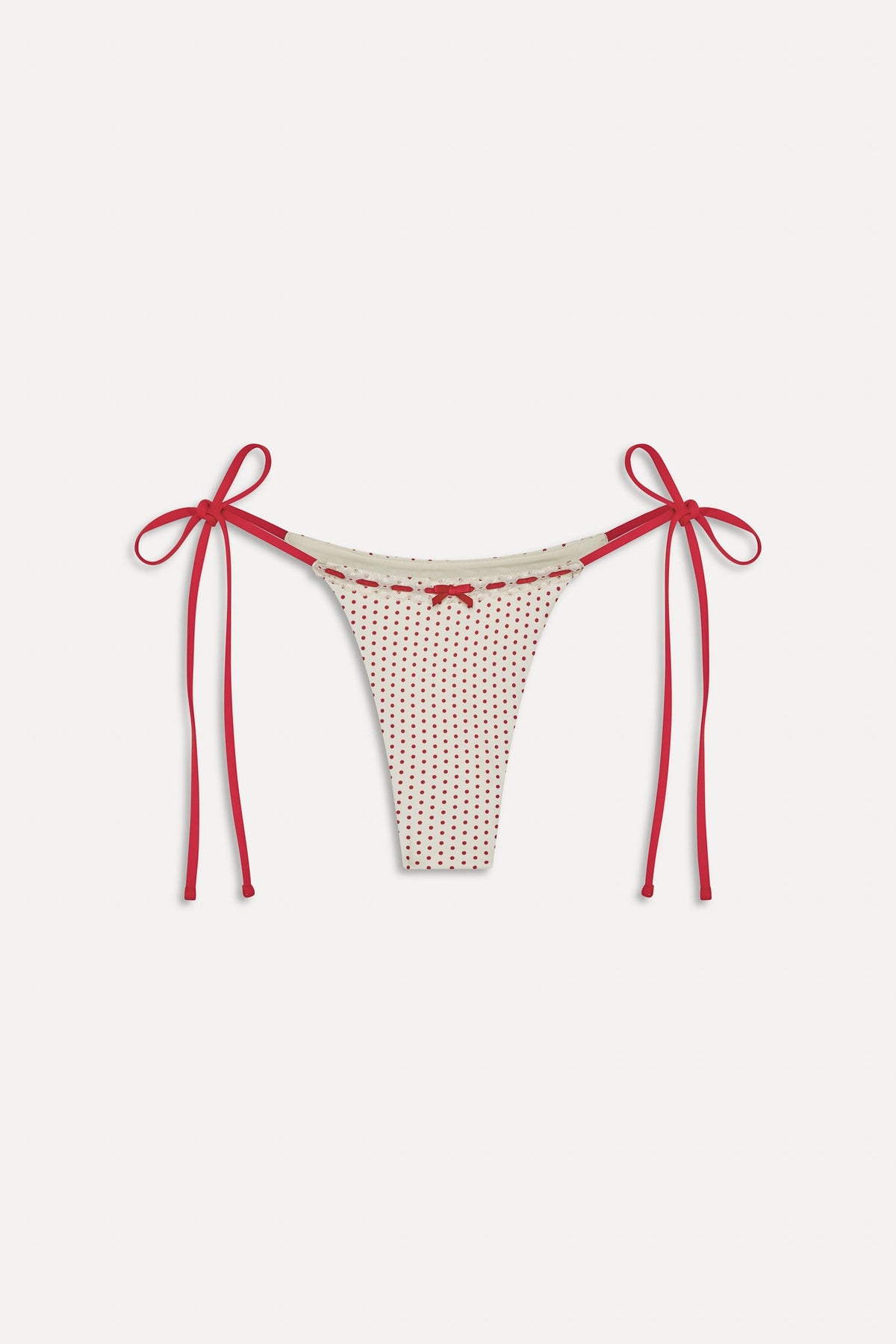 x BELLA HADID Mackenzie String Bikini Bottom - Strawberry Polka Dot | Frankies Bikinis