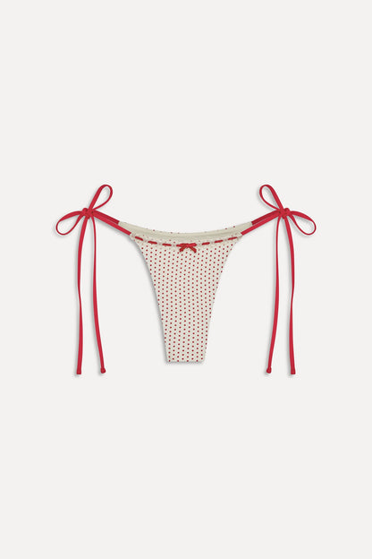 x BELLA HADID Mackenzie String Bikini Bottom - Strawberry Polka Dot | Frankies Bikinis