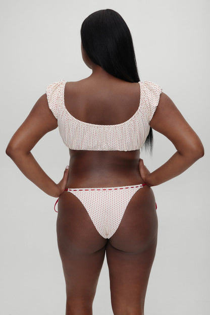 x BELLA HADID Mackenzie String Bikini Bottom - Strawberry Polka Dot | Frankies Bikinis