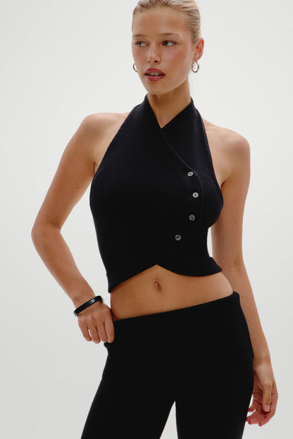 Ryder Knit Halter Top - Black | Frankies Bikinis