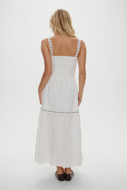 x BELLA HADID Bishop Eyelet Maxi Dress - Salt Air Eyelet | Frankies Bikinis