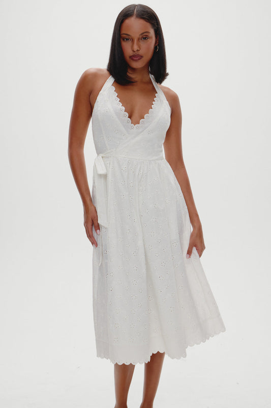 x BELLA HADID Fort Worth Fairy Midi Dress - Salt Air Eyelet | Frankies Bikinis