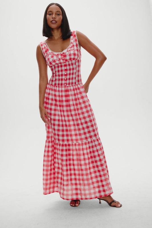 x BELLA HADID Southern Belle Midi Dress - Malibu Picnic | Frankies Bikinis