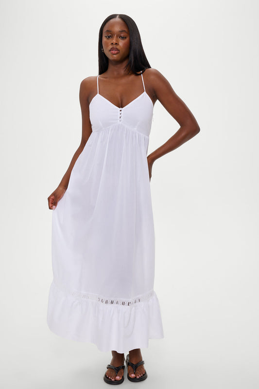 Airy Poplin Midi Dress - White | Frankies Bikinis