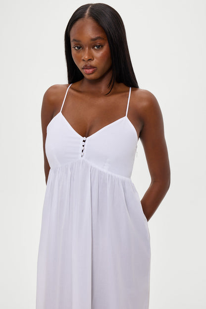Airy Poplin Midi Dress - White | Frankies Bikinis