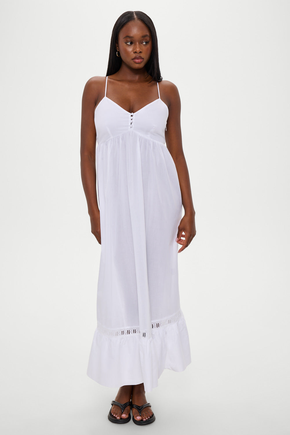 Airy Poplin Midi Dress - White | Frankies Bikinis