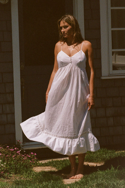 Airy Poplin Midi Dress - White | Frankies Bikinis