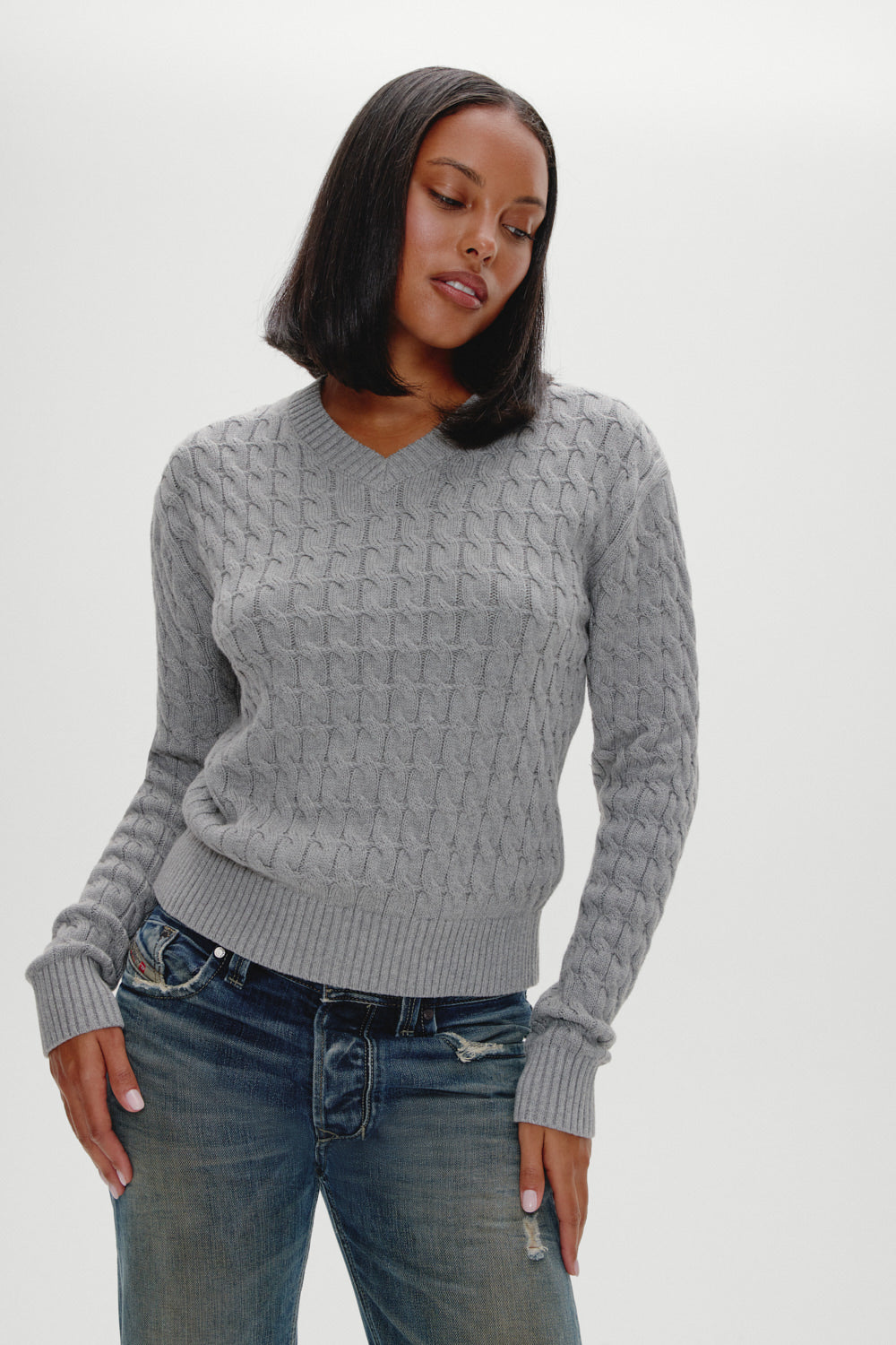 Prince Cable Knit Sweater - Cloud Cover | Frankies Bikinis