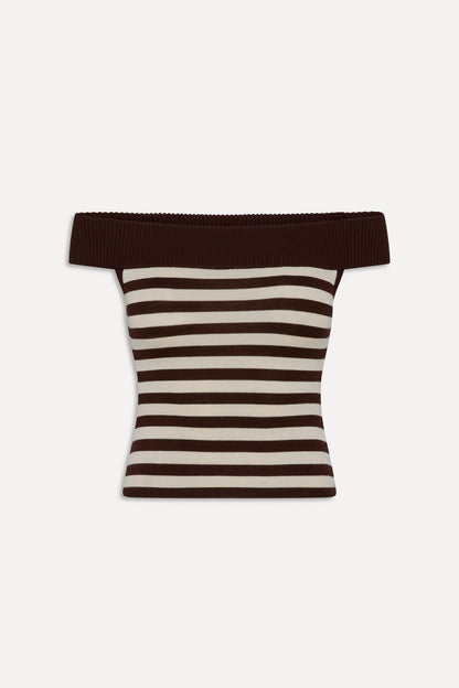x BELLA HADID Tucker Knit Top - Cowboy Stripe | Frankies Bikinis