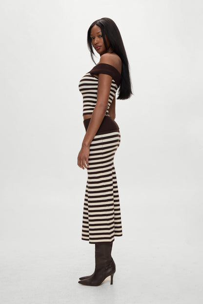 x BELLA HADID Tucker Knit Top - Cowboy Stripe | Frankies Bikinis