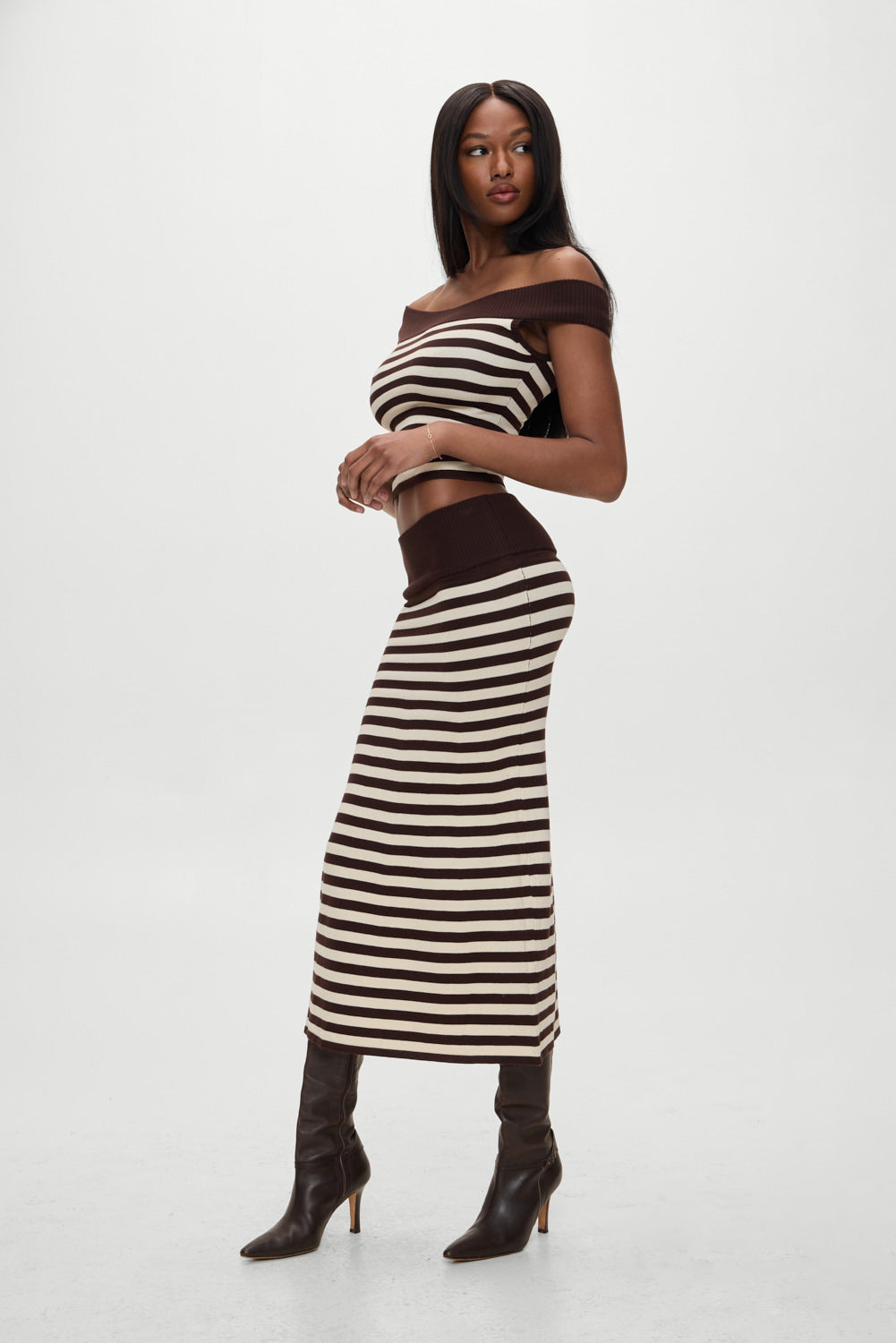 x BELLA HADID Tucker Knit Top - Cowboy Stripe | Frankies Bikinis