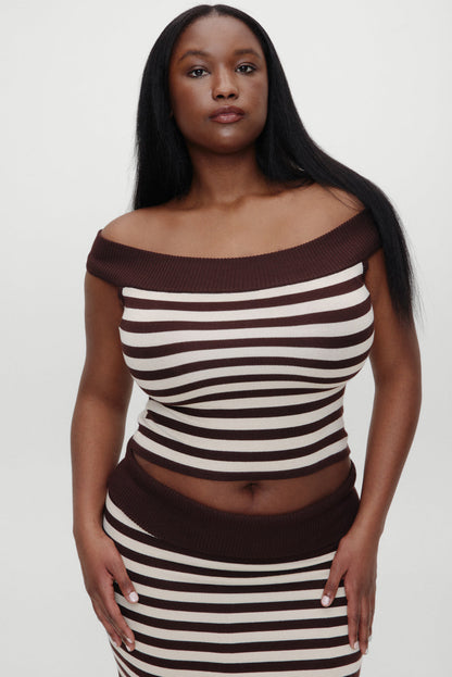 x BELLA HADID Tucker Knit Top - Cowboy Stripe | Frankies Bikinis