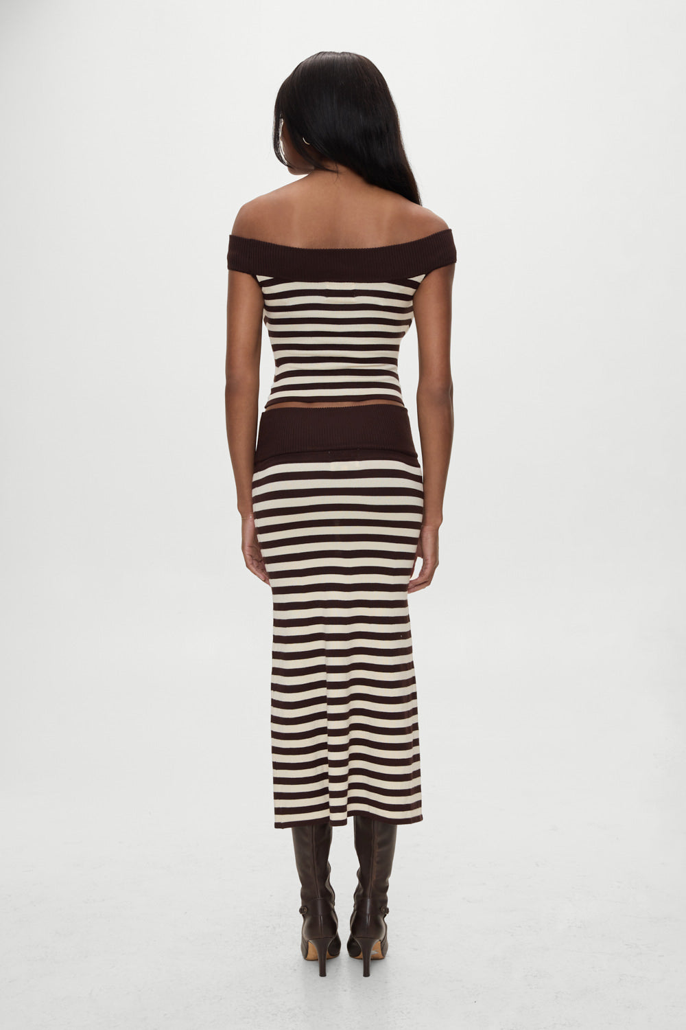 x BELLA HADID Tucker Knit Midi Skirt - Cowboy Stripe | Frankies Bikinis