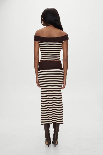 x BELLA HADID Tucker Knit Midi Skirt - Cowboy Stripe | Frankies Bikinis