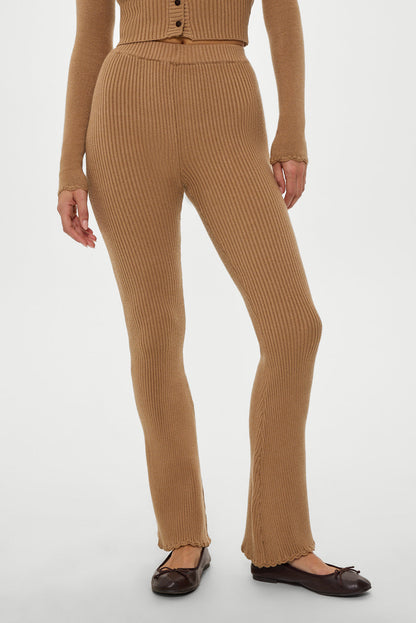 x BELLA HADID Texas Knit Pants - Caramel | Frankies Bikinis