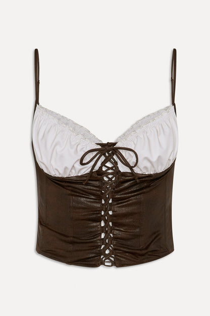 x BELLA HADID Ranch Corset Bikini Top - Cocoa | Frankies Bikinis