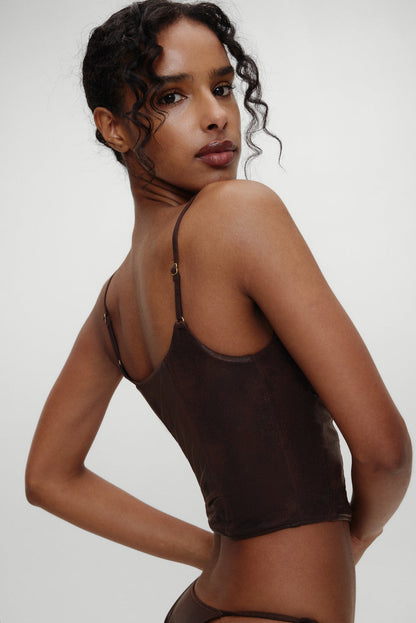 x BELLA HADID Ranch Corset Bikini Top - Cocoa | Frankies Bikinis