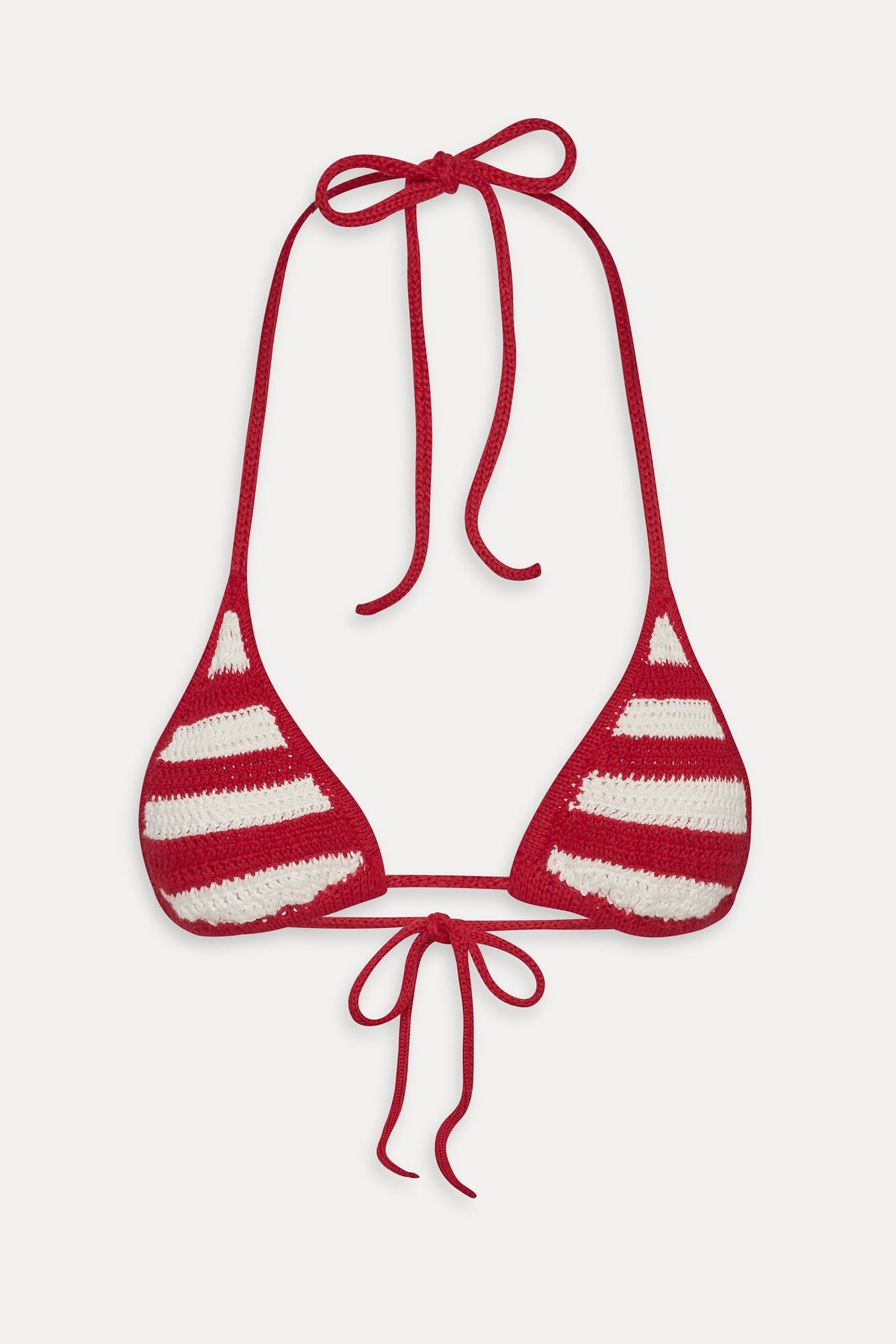 Nick Triangle Crochet Bikini Top - Red Ribbon | Frankies Bikinis