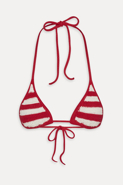 Nick Triangle Crochet Bikini Top - Red Ribbon | Frankies Bikinis